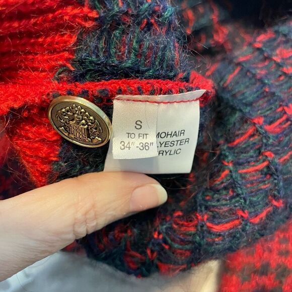 Vintage Edinburgh Scottish Tartan Plaid Cardigan Sweater Mohair Blend L - Picture 8 of 9